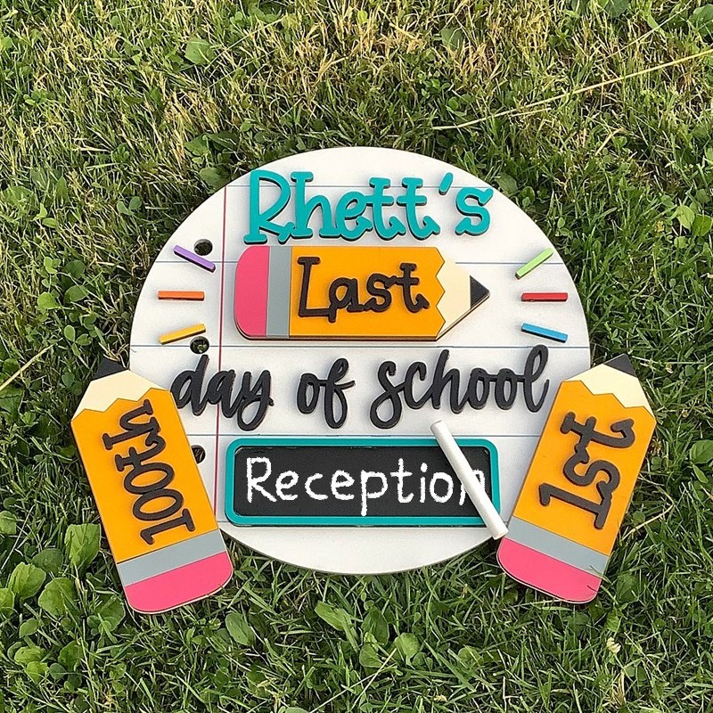 Personalized 1st/100th/Last Day of School Sign Interchangeable Back to School Sign Kit Gift for Kid