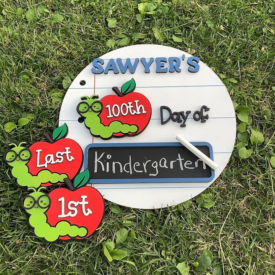 Personalized 1st/100th/Last Day of School Sign Interchangeable Back to School Sign Kit Gift for Kid
