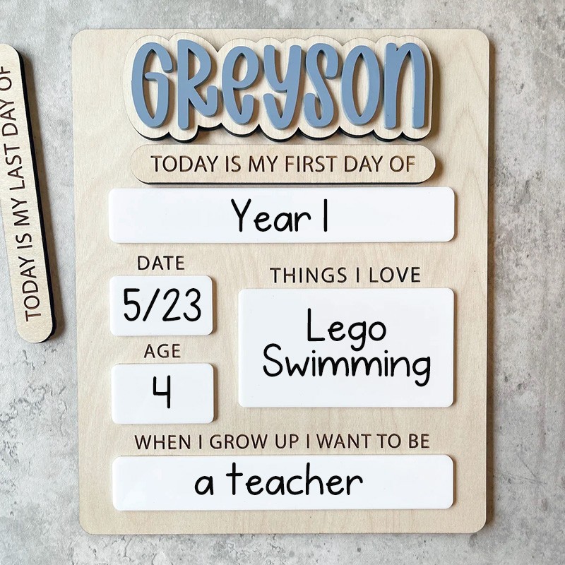 Personalized First Day of School Sign Reusable Back to School Board Gift for Kid