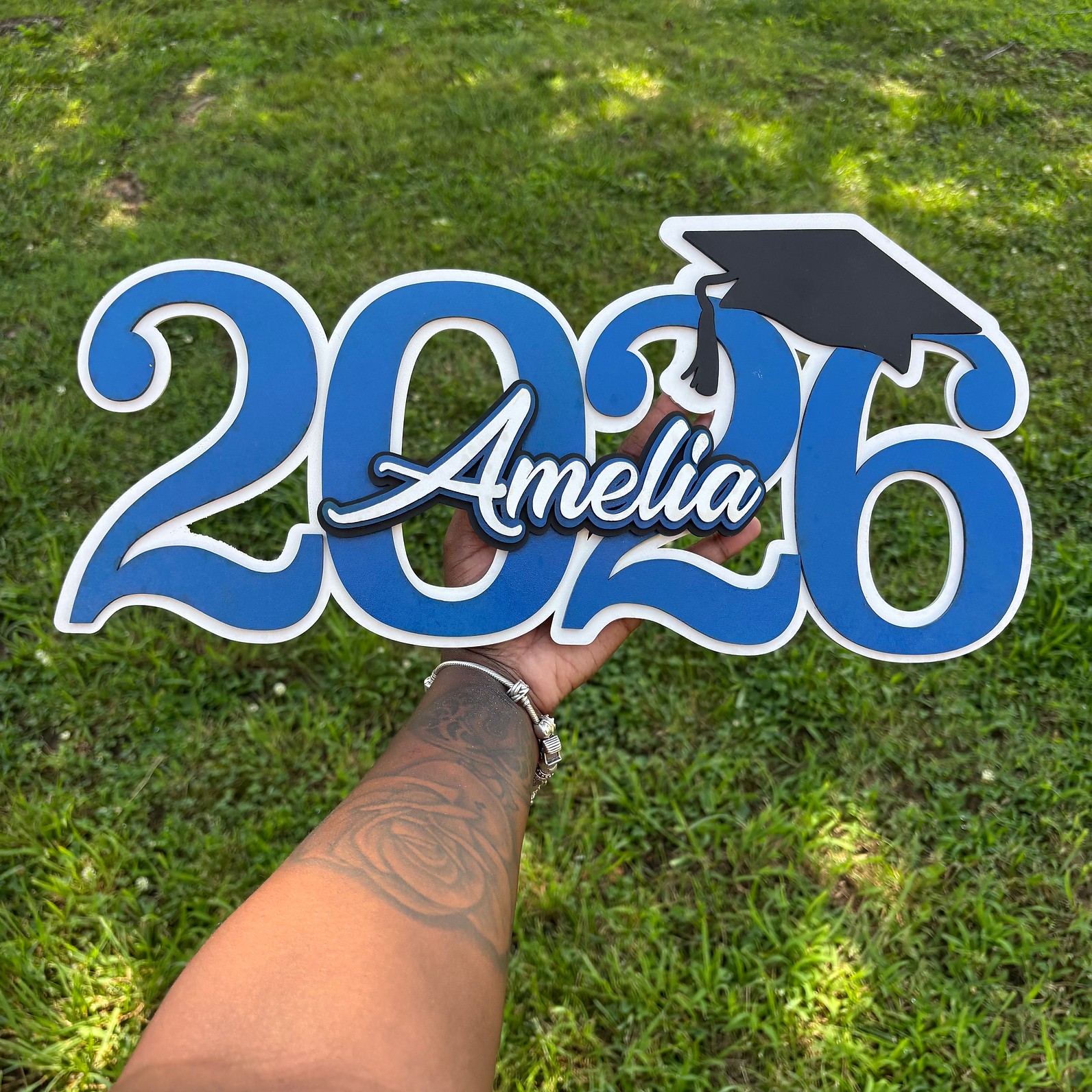 Personalized Graduation Party Sign with Name, Custom Graduation Decor for Gift Table, Dessert Table or Centerpiece