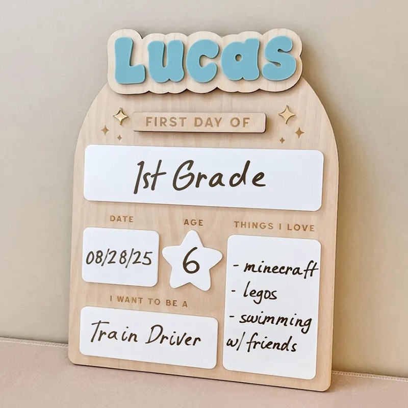 Personalized First Day of School Sign Reusable Back to School Sign Kit Gift for Kid