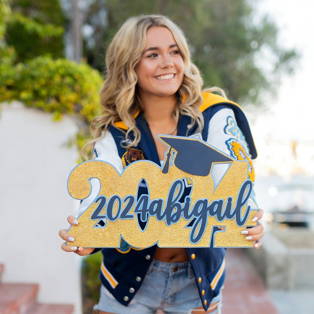 Personalized Graduation Party Sign with Name, Custom Graduation Decor for Gift Table, Dessert Table or Centerpiece