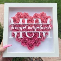 Mum Heart Shaped Monogram Flower Shadow Box Gift For Mothers