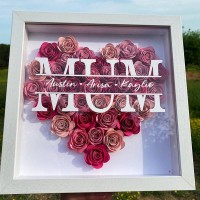 Mum Heart Shaped Monogram Flower Shadow Box Gift For Mothers