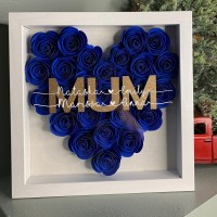 Mum Heart Shaped Monogram Flower Shadow Box Gift For Mothers