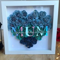 Mum Heart Shaped Monogram Flower Shadow Box Gift For Mothers