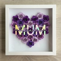 Mum Heart Shaped Monogram Flower Shadow Box Gift For Mothers