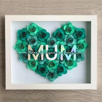 Mum Heart Shaped Monogram Flower Shadow Box Gift For Mothers