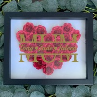 Mum Heart Shaped Monogram Flower Shadow Box Gift For Mothers