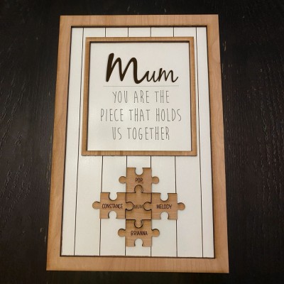You are the Piece that holds us together Personalized Mum Puzzle Plaque Mother's Day Gift