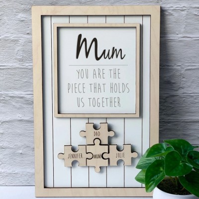 You are the Piece that holds us together Personalized Mum Puzzle Plaque Mother's Day Gift