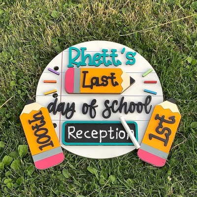 Personalized 1st/100th/Last Day of School Sign Interchangeable Back to School Sign Kit Gift for Kid