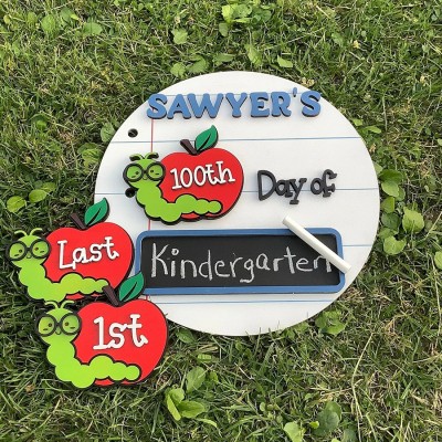 Personalized 1st/100th/Last Day of School Sign Interchangeable Back to School Sign Kit Gift for Kid