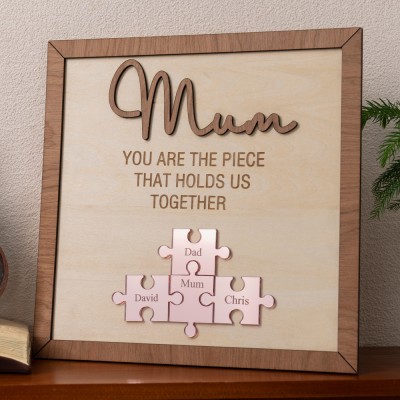 You are the piece that holds us together personalized mum puzzle plaque Mother's Day Gift