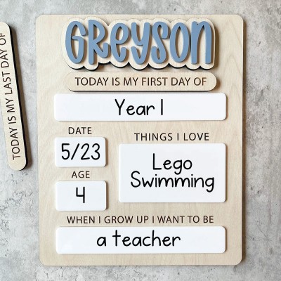 Personalized First Day of School Sign Reusable Back to School Board Gift for Kid
