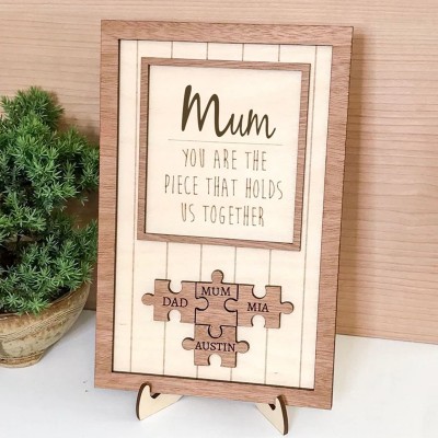 You are the Piece that holds us together Personalized Mum Puzzle Plaque Mother's Day Gift