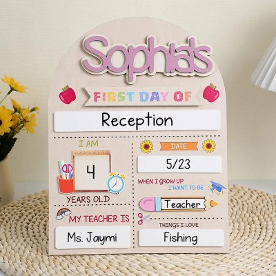 Personalized First Day of School Sign Reusable Back to School Sign Kit Gift for Kid