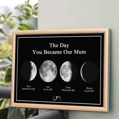 Personalized Wooden Moon Phase Frame Mothers Day Gift