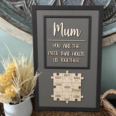You are the Piece that holds us together Personalized Mum Puzzle Plaque Mother's Day Gift