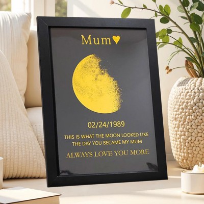 Personalized Wooden Moon Phase Frame Mothers Day Gift