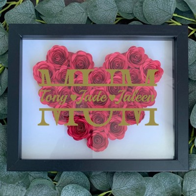 Mum Heart Shaped Monogram Flower Shadow Box Gift For Mothers