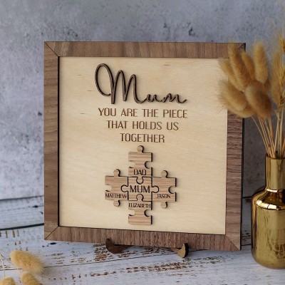 You are the Piece that holds us together Personalized Mum Puzzle Plaque Mother's Day Gift
